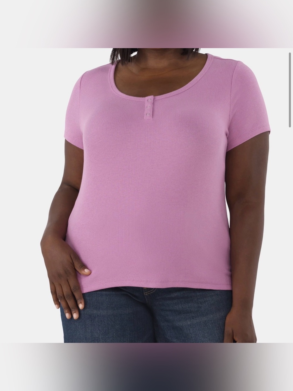 Terra & Sky Women's 3X Plus Rib Knit Soft Violet Pink Tee
